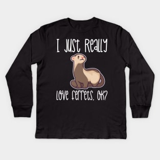 I Just Really Love Ferrets, OK? graphic Kids Long Sleeve T-Shirt